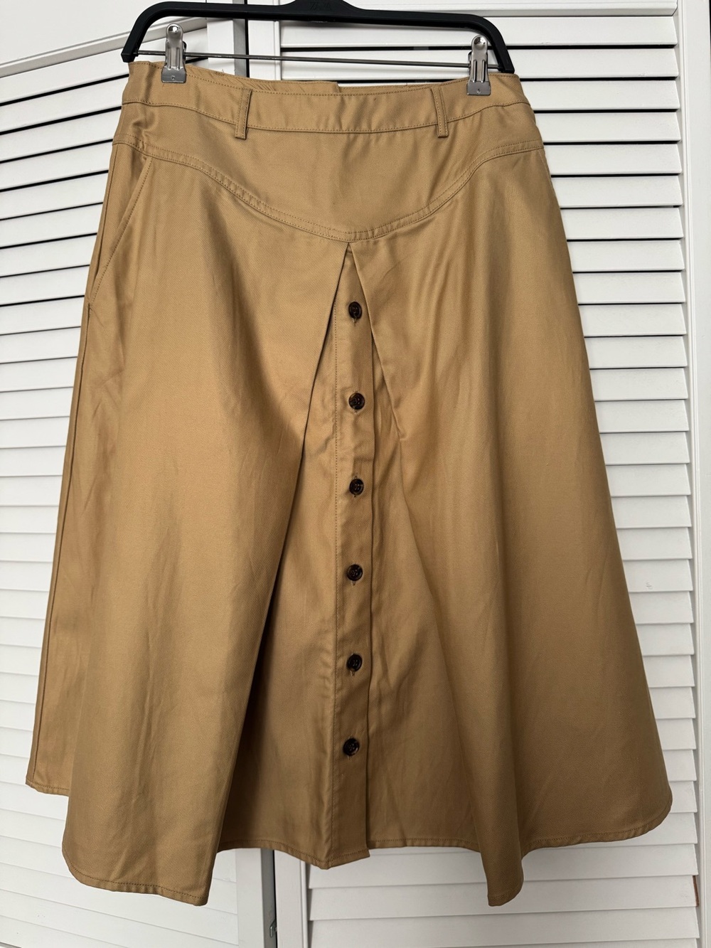 Banana Republic Tan A-Line Button-Front Skirt 6